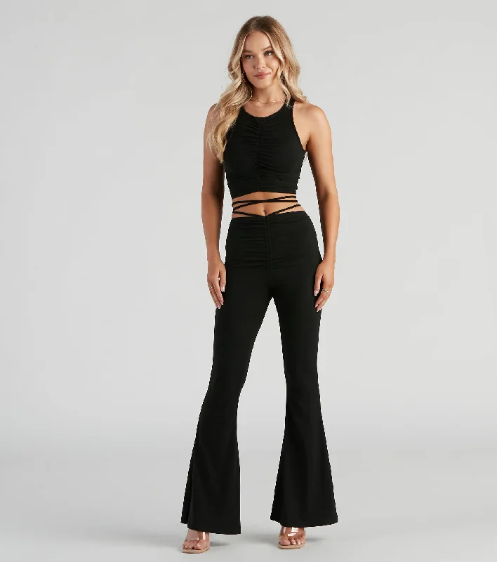 Elevated Casual Strappy Flare Pants