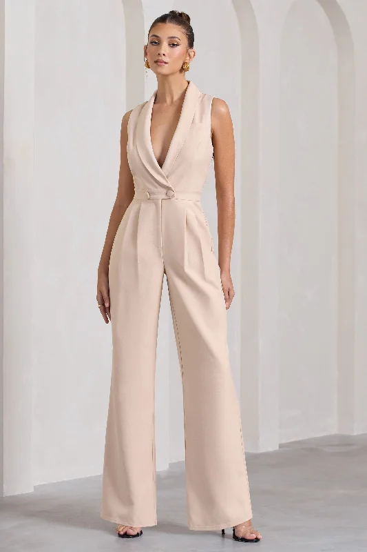 Endure | Stone Tailored Sleeveless Wide-Leg Jumpsuit