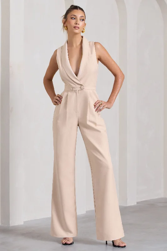 Endure | Stone Tailored Sleeveless Wide-Leg Jumpsuit