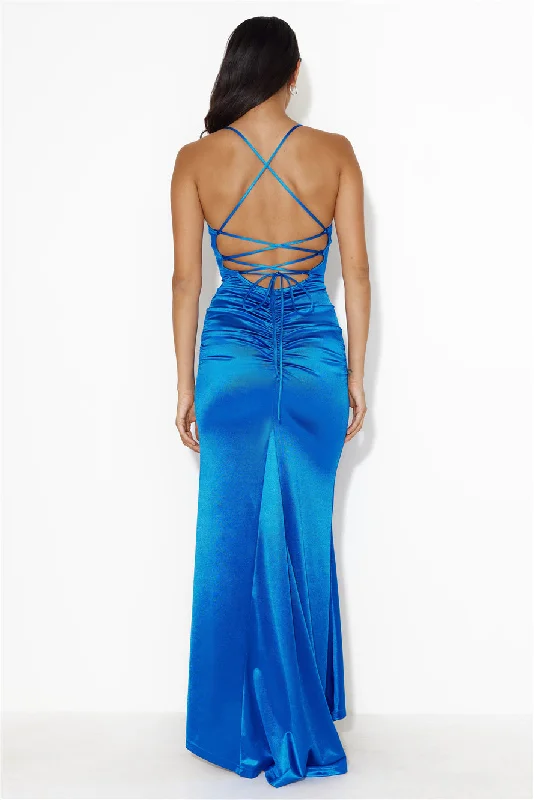 Events Of Class Satin Maxi Dress Blue