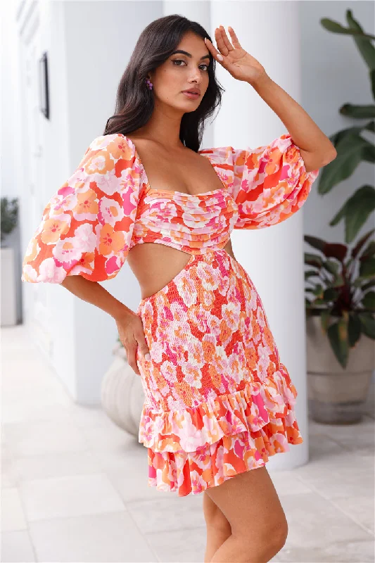 Exotic Blooming Girl Mini Dress Print