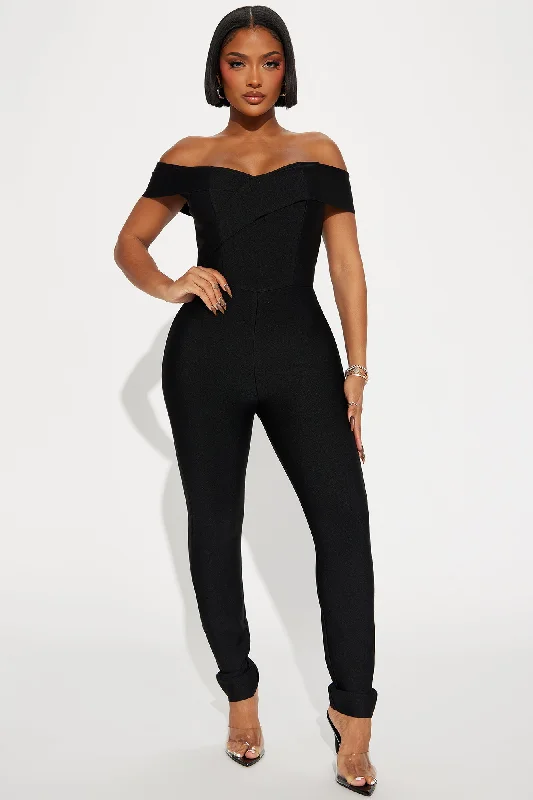 Face It Again Bandage Jumpsuit  - Black