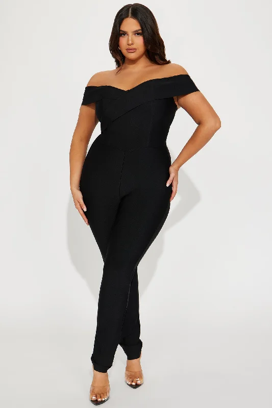 Face It Again Bandage Jumpsuit  - Black