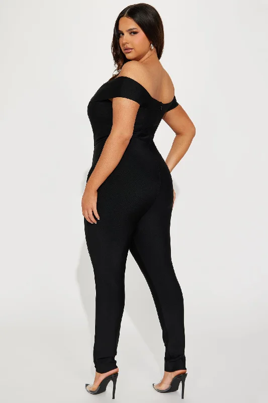 Face It Again Bandage Jumpsuit  - Black