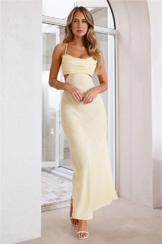 Fancy Brunch Date Maxi Dress Yellow