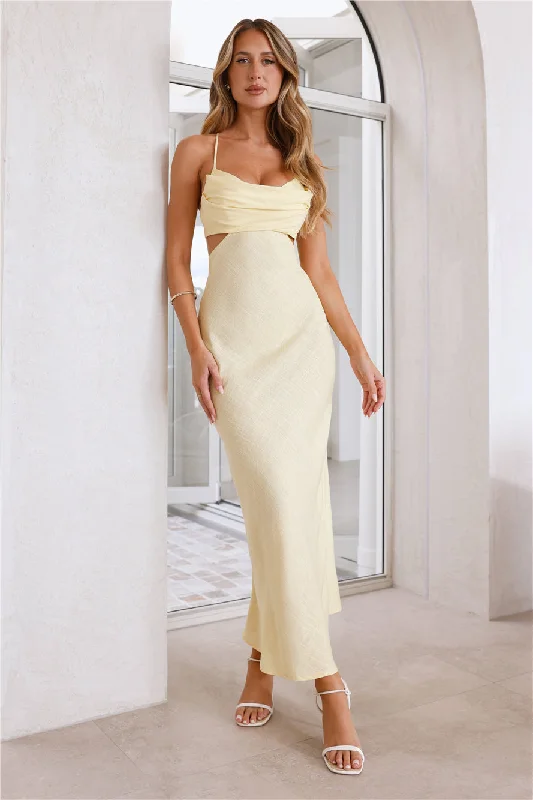 Fancy Brunch Date Maxi Dress Yellow