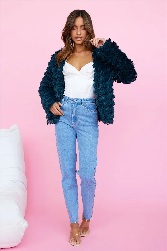 Flying High Faux Fur Jacket Forest Green