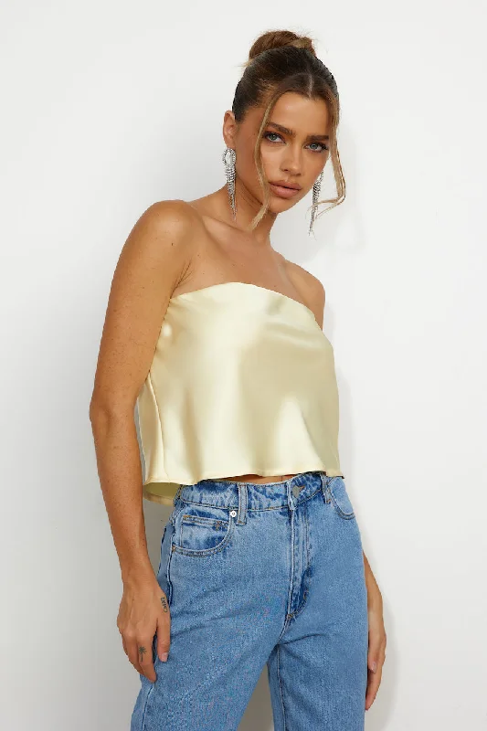 Fresh Style Satin Top Yellow