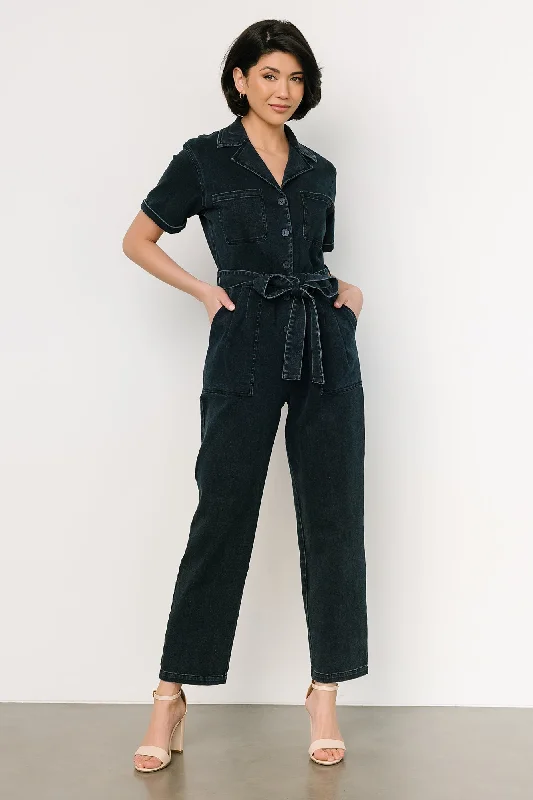 Geneva Button Jumpsuit | Washed Black