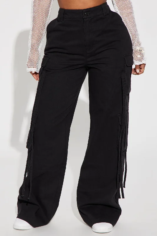 Golden Hour Wide Leg Cargo Pant - Black