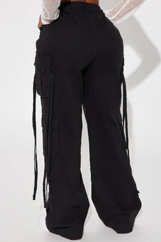 Golden Hour Wide Leg Cargo Pant - Black