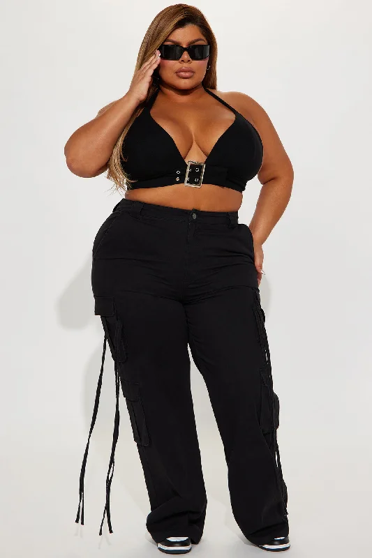 Golden Hour Wide Leg Cargo Pant - Black