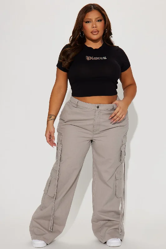 Golden Hour Wide Leg Cargo Pant - Grey