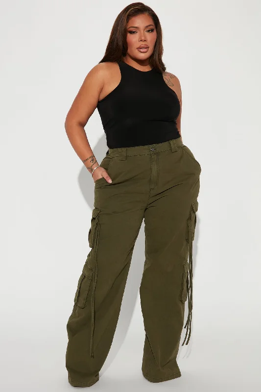 Golden Hour Wide Leg Cargo Pant - Olive