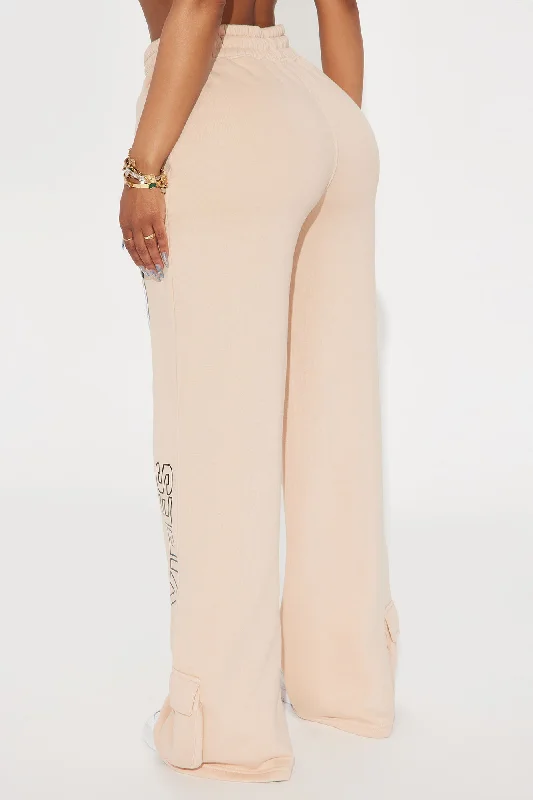 Good Vibes Washed Wide Leg Pant - Taupe/combo