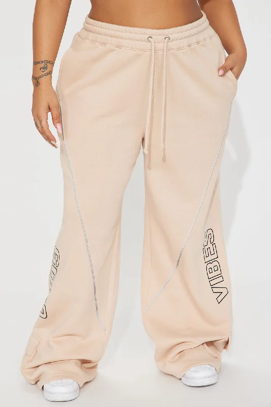 Good Vibes Washed Wide Leg Pant - Taupe/combo