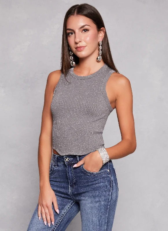 Almost Famous Seamless Ribbed Lurex Tank Top