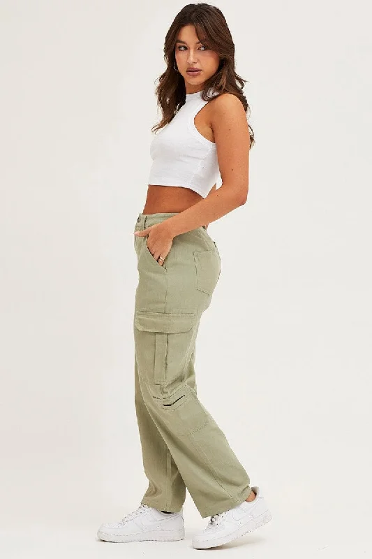 Green Cargo Pants Polyester