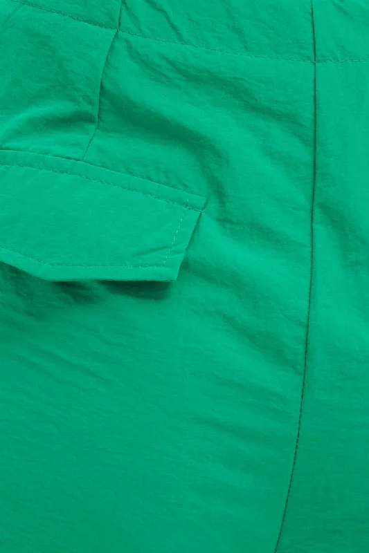 Green Cargo Parachute Pants