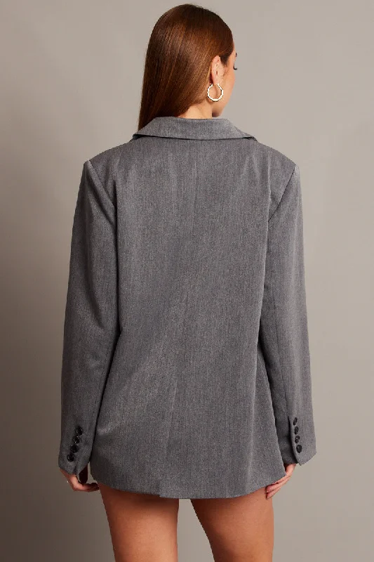 Grey Oversized Blazer Long Sleeve