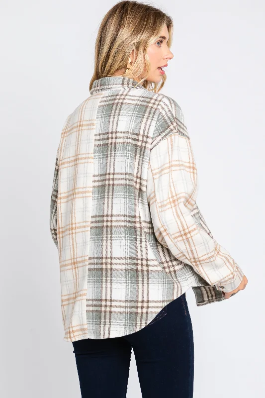 Grey Plaid Button Down Flannel