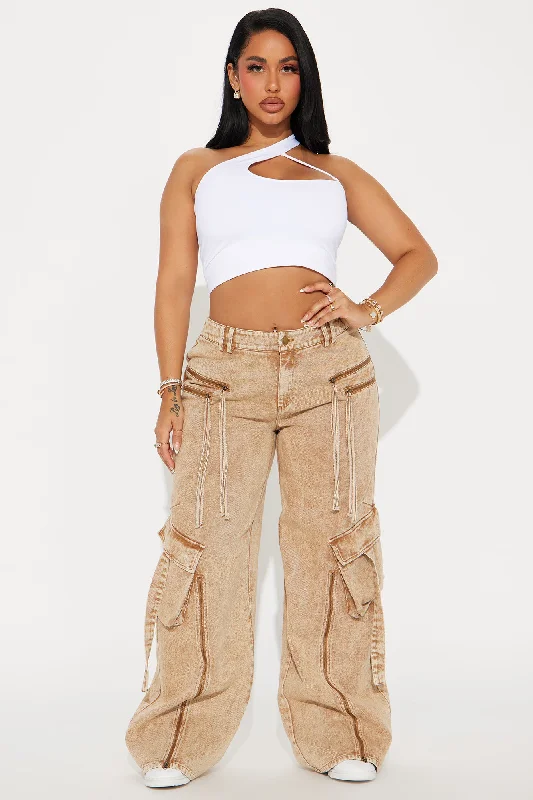 Hear Me Out Washed Cargo Pant - Tan