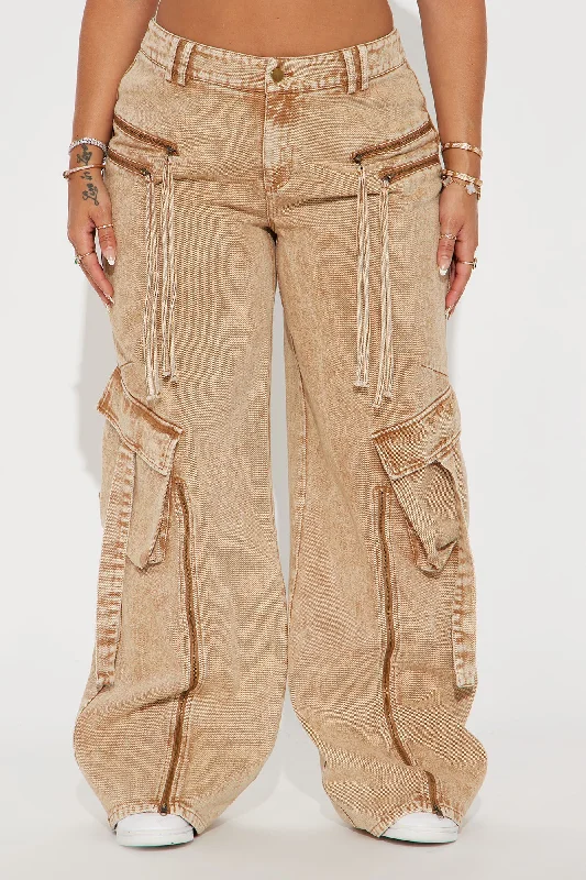 Hear Me Out Washed Cargo Pant - Tan