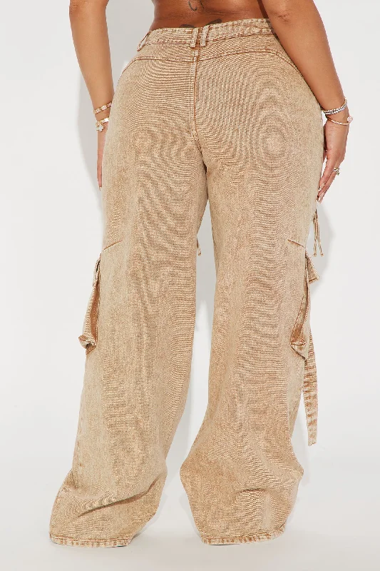 Hear Me Out Washed Cargo Pant - Tan