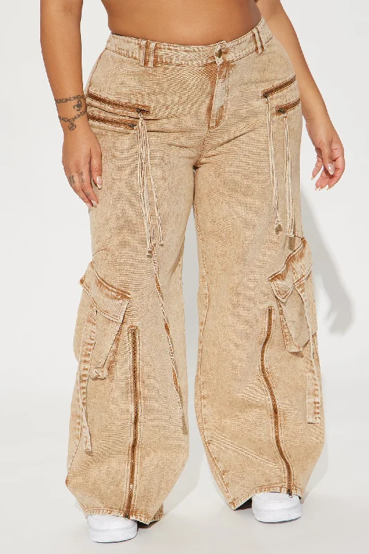 Hear Me Out Washed Cargo Pant - Tan