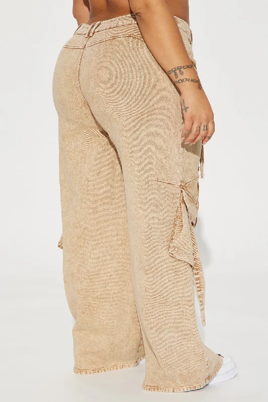 Hear Me Out Washed Cargo Pant - Tan