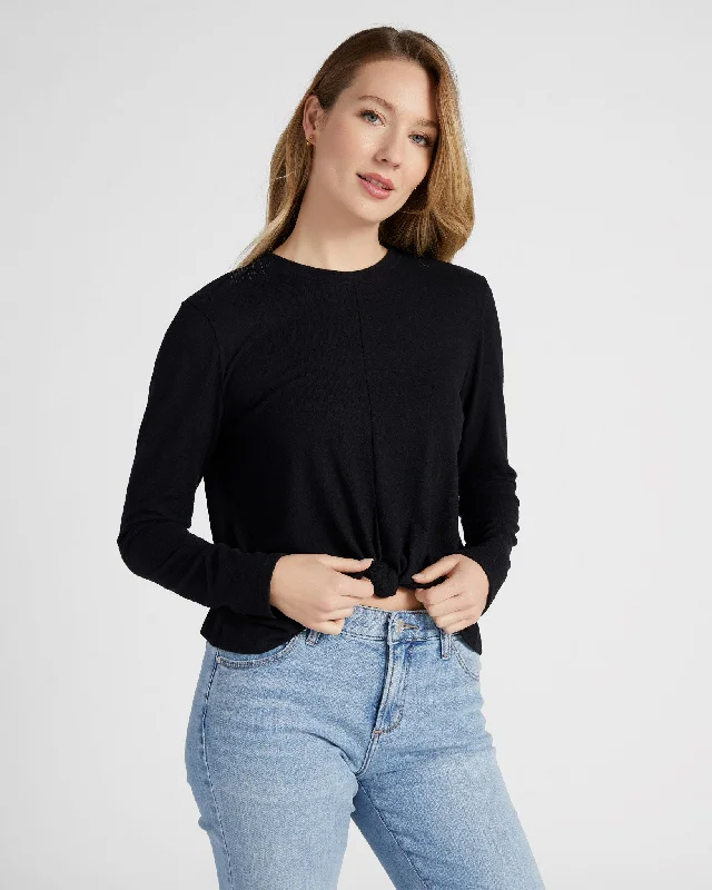 Faux Knot Front Long Sleeve Tee