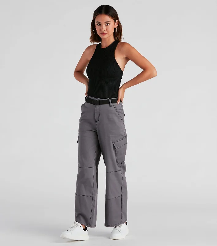 High Ranks Wide Leg Cargo Pants