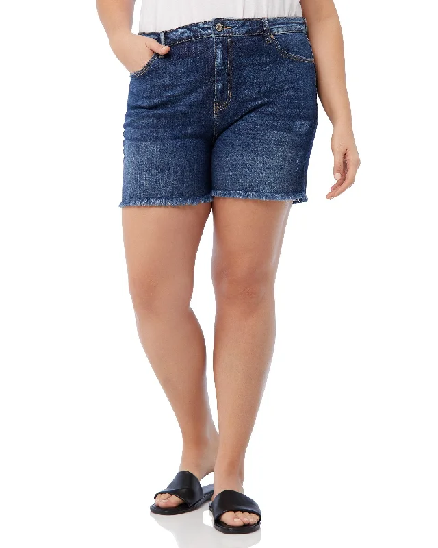 Plus Size High Rise Frayed Hem Shorts