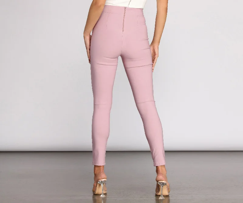 High Waist Tie Front Skinny Pants