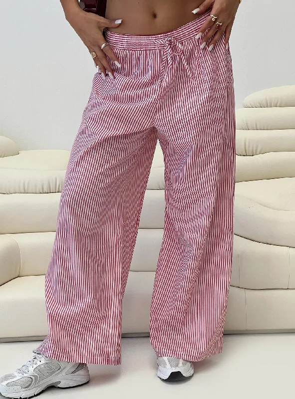 Holiday Tie Front Pants Red/White Stripe