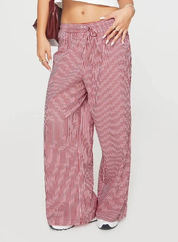 Holiday Tie Front Pants Red/White Stripe