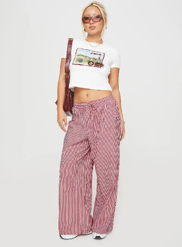 Holiday Tie Front Pants Red/White Stripe