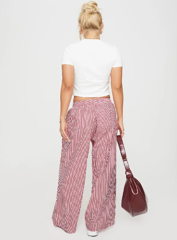 Holiday Tie Front Pants Red/White Stripe