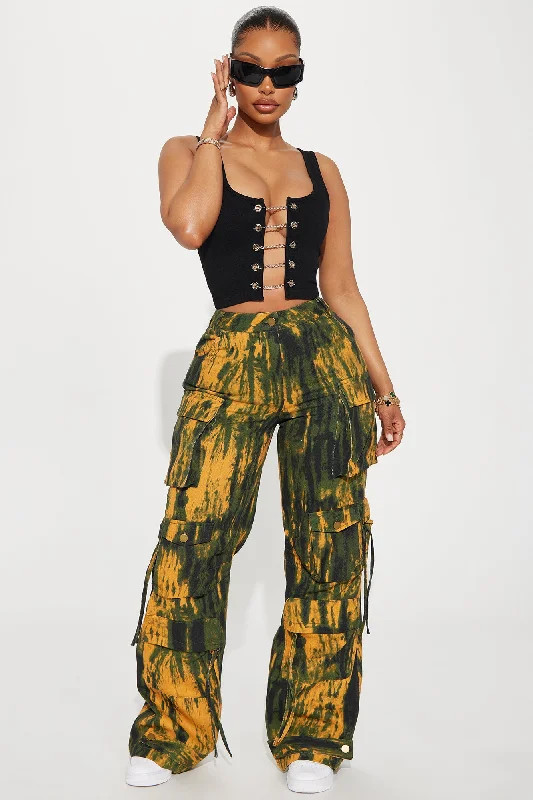 In Her Mind Cargo Pant - Yellow/combo