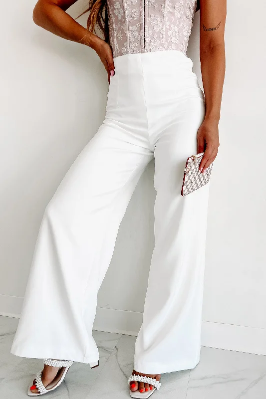 In Sophisticated Company Wide Leg Pants (Off White)