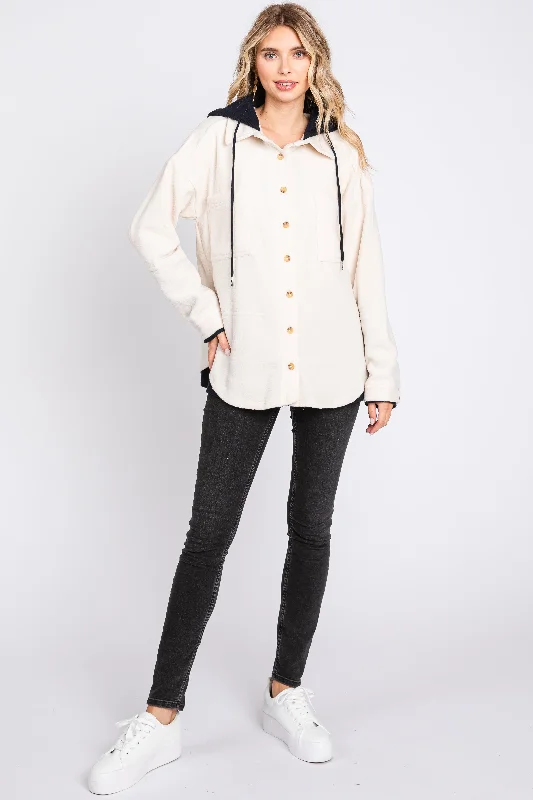 Ivory Soft Hooded Shacket