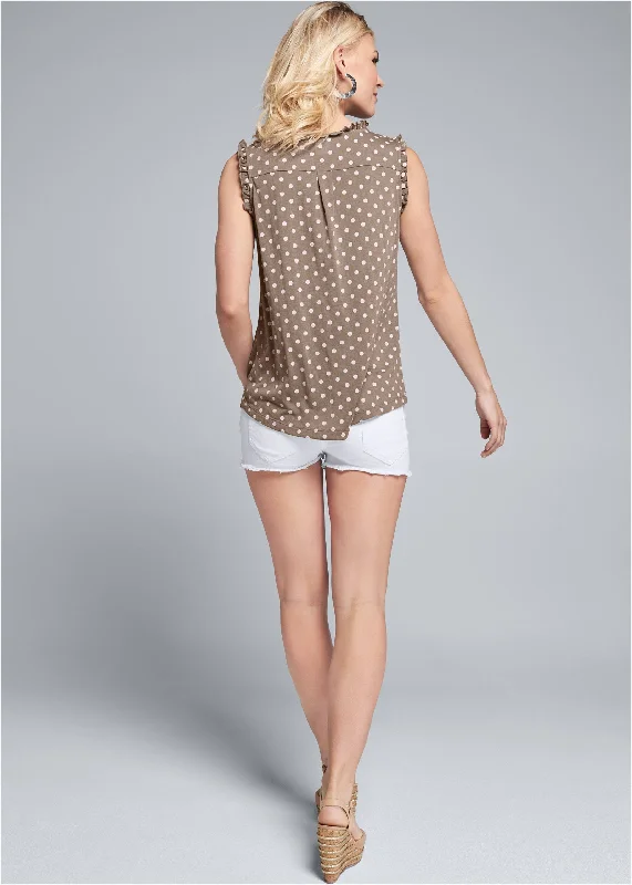 Polka dot top two pack - Taupe & White