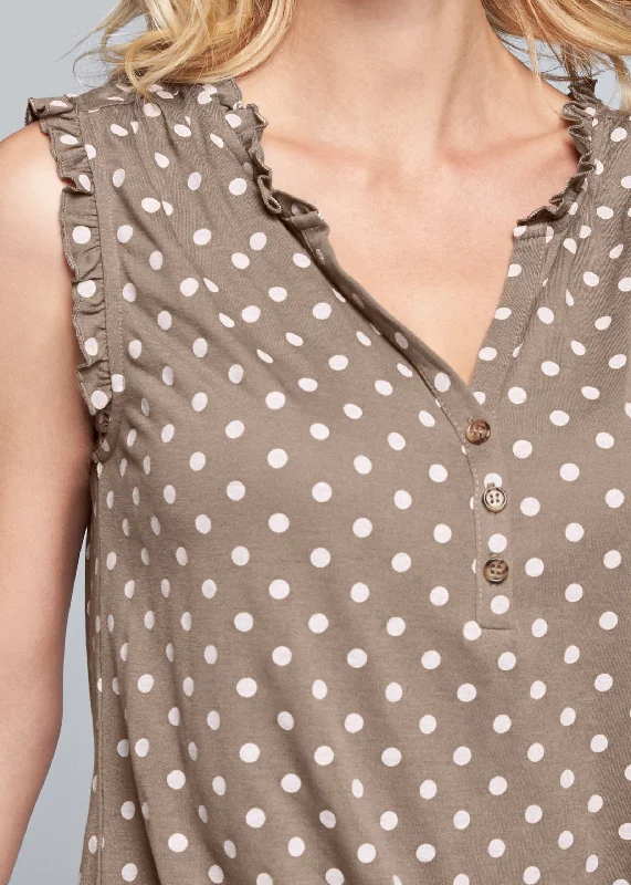 Polka dot top two pack - Taupe & White