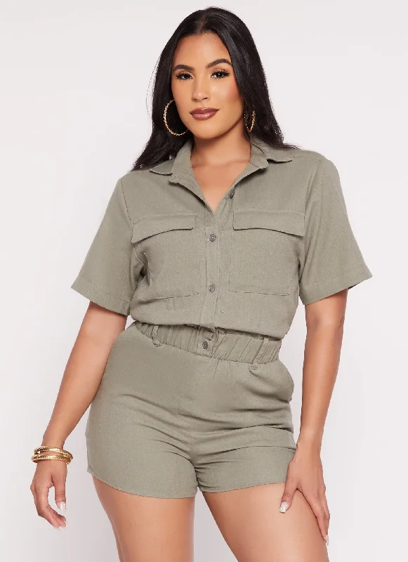 Linen Utility Romper