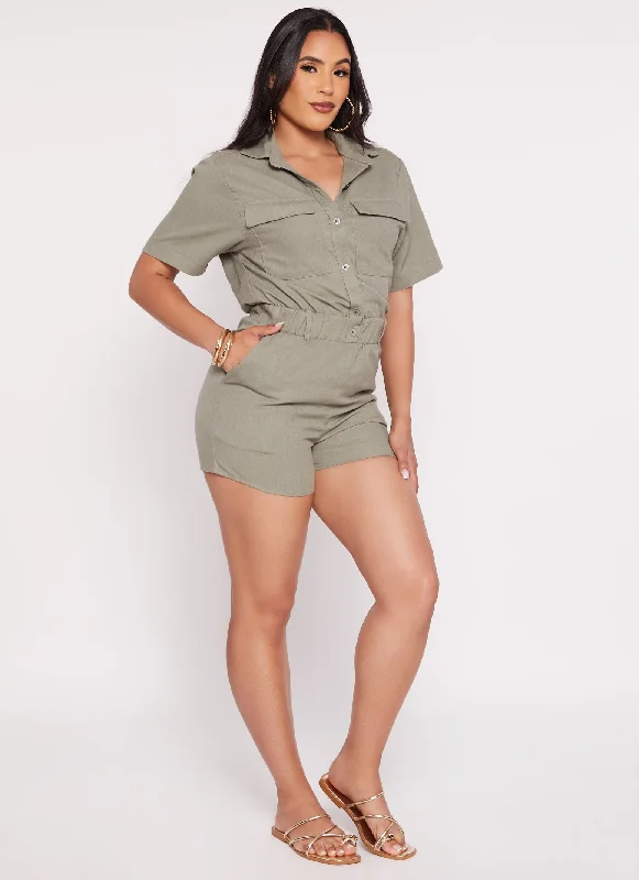 Linen Utility Romper