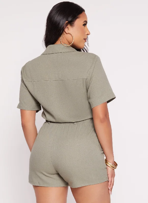 Linen Utility Romper