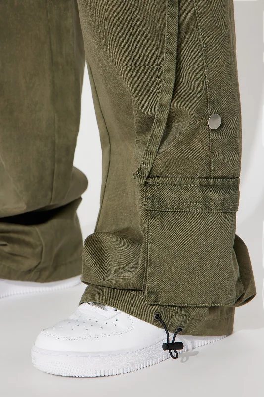 Jade Washed Wide Leg Jogger - Olive