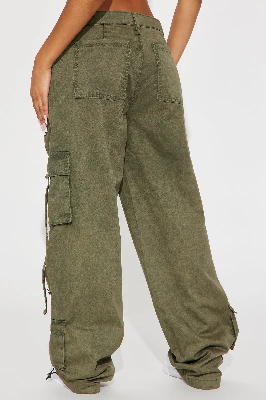 Jade Washed Wide Leg Jogger - Olive