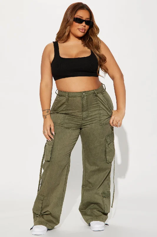 Jade Washed Wide Leg Jogger - Olive