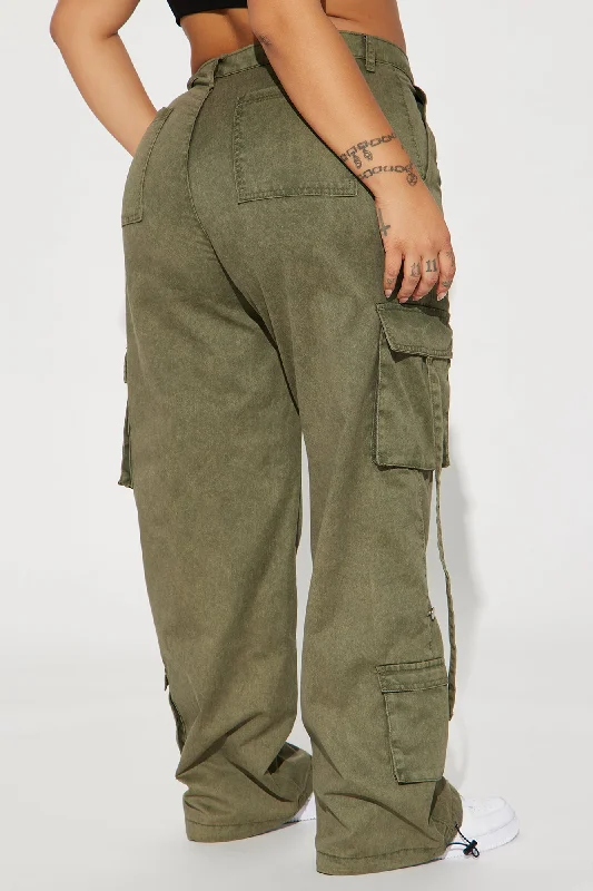 Jade Washed Wide Leg Jogger - Olive